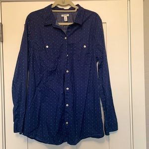 Old Navy Women’s TALL Polka Dot Button Down Blouse Shirt
